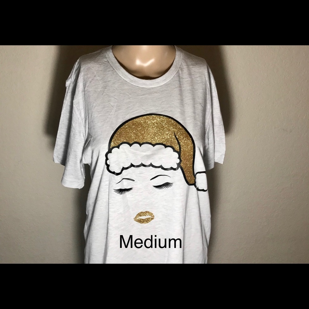 Santa Hat Face Tshirt Gold
